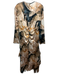 AKNVAS Size 12 Beige, Brown, Multi Polyester Abstract Floral Rouched Dress Beige, Brown, Multi / 12