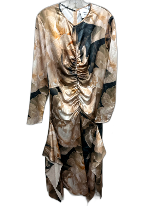 AKNVAS Size 12 Beige, Brown, Multi Polyester Abstract Floral Rouched Dress Beige, Brown, Multi / 12