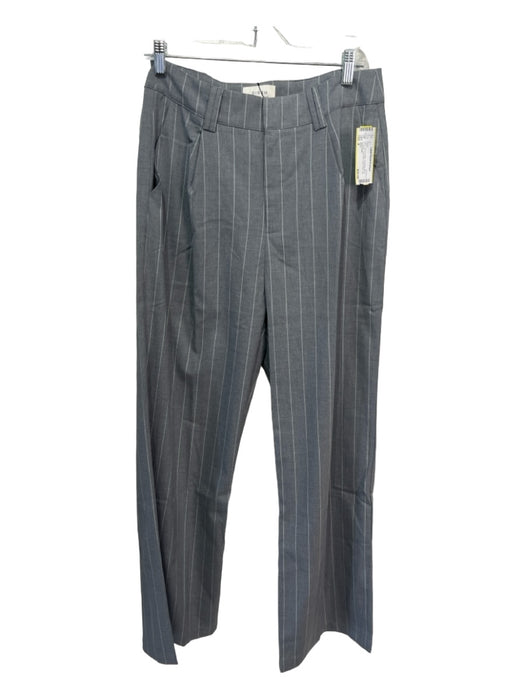 Dissh Size 8 Gray & White Polyester Blend Pinstripe High Rise Pleat Pants Gray & White / 8