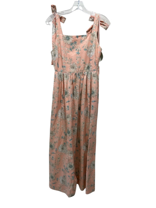 Anthropologie Size 2 Light Orange, Blue & Cream Cotton Sleeveless Floral Dress Light Orange, Blue & Cream / 2