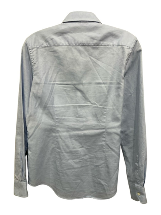 Ann Mashburn Size M Light Blue Cotton Pique Button Up & Collar Long Sleeve Top Light Blue / M