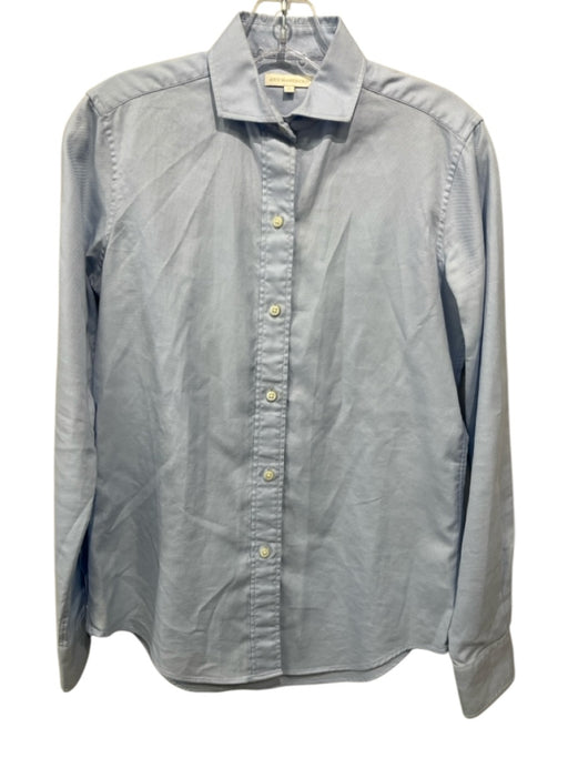 Ann Mashburn Size M Light Blue Cotton Pique Button Up & Collar Long Sleeve Top Light Blue / M