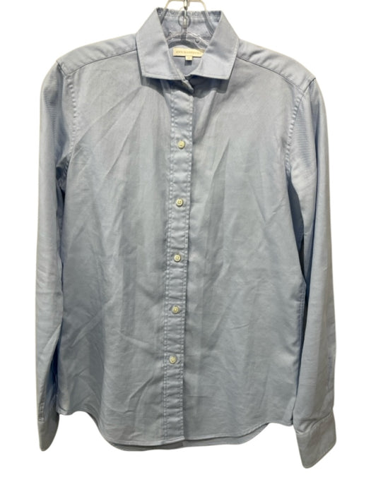 Ann Mashburn Size M Light Blue Cotton Pique Button Up & Collar Long Sleeve Top Light Blue / M
