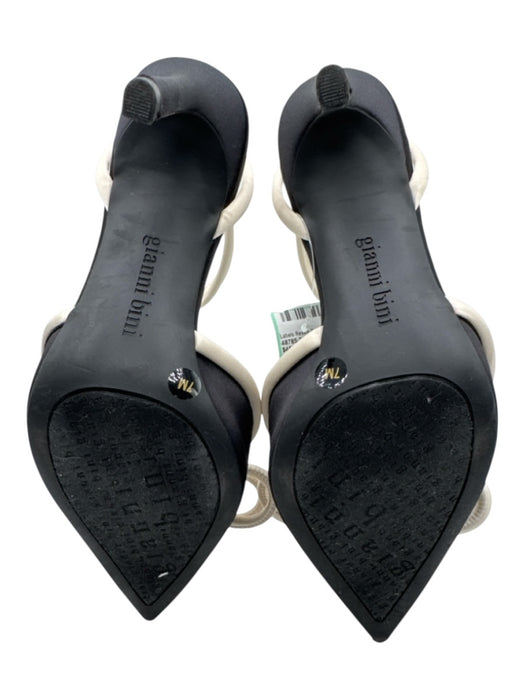 Gianni Bini Shoe Size 7 Black & Cream Satin Bow Ankle Strap Pointed Toe Pumps Black & Cream / 7