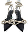 Gianni Bini Shoe Size 7 Black & Cream Satin Bow Ankle Strap Pointed Toe Pumps Black & Cream / 7