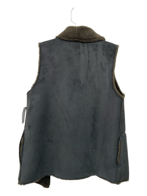 Velvet Size L Gray & Olive Polyester Faux Shearling Vest Gray & Olive / L