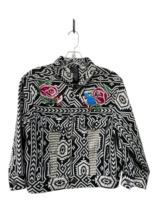 New Romantics Size S Black, White & Multi Cotton & Polyester Geometric Jacket Black, White & Multi / S