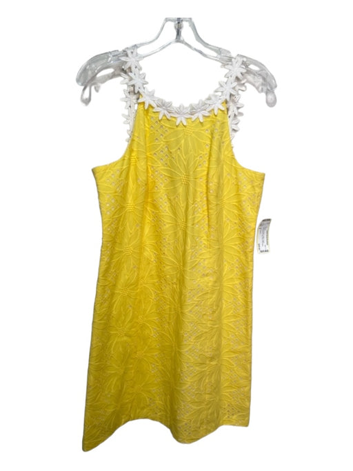 Lilly Pulitzer Size 8 Yellow & White Cotton Eyelet Embroidered high neck Dress Yellow & White / 8