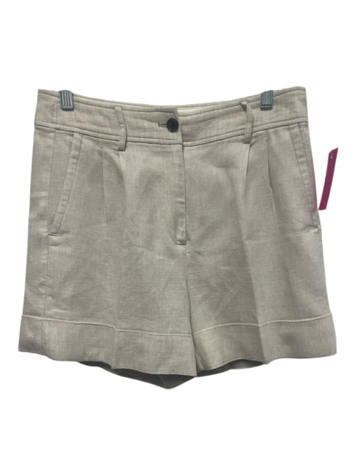 J Crew Size 6 Beige Linen Blend High Rise Pleated Cuffed Hem Pockets Shorts Beige / 6
