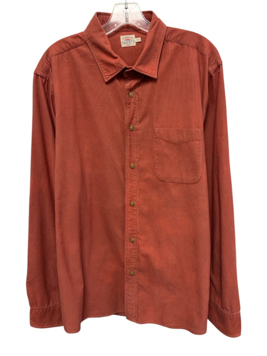 Faherty Size XL Red Cotton Blend Cordouroy Button Up Men's Long Sleeve Shirt Red / XL