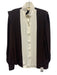 Tuckernuck Size S Brown & White Polyester Long Sleeve Pleats Button Up Top Brown & White / S