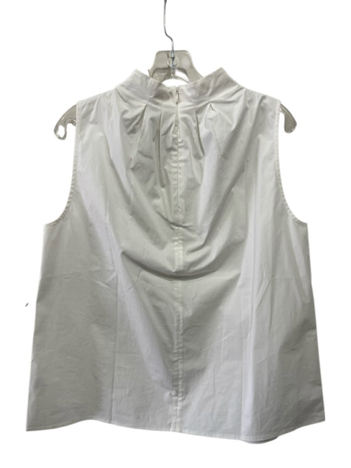 Ann Mashburn Size M White Cotton Sleeveless Pleated High Neck Top White / M
