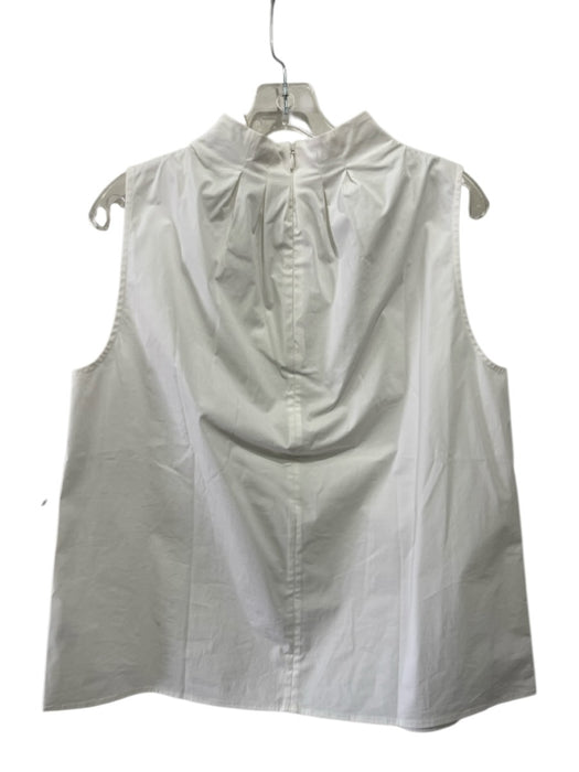 Ann Mashburn Size M White Cotton Sleeveless Pleated High Neck Top White / M