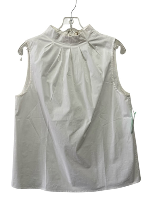 Ann Mashburn Size M White Cotton Sleeveless Pleated High Neck Top White / M
