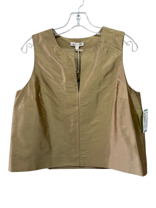 Ann Mashburn Size M Gold Silk Sleeveless Split V neckline Top Gold / M
