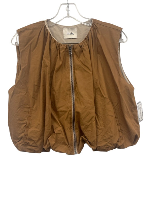 Dixie Size S Light Brown Cotton Sleeveless Zip Up Bubble Hem High Rise Short Set Light Brown / S