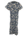 By Anthropologie Size S Blue & White Cotton Short Sleeve Floral Print Midi Dress Blue & White / S