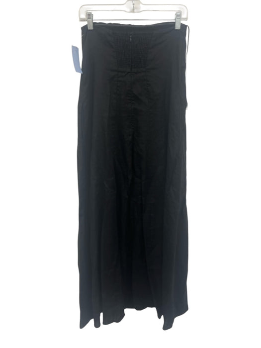 Dissh Size 4 Black Linen Strapless Smocked Back Flare Hem Midi Dress Black / 4