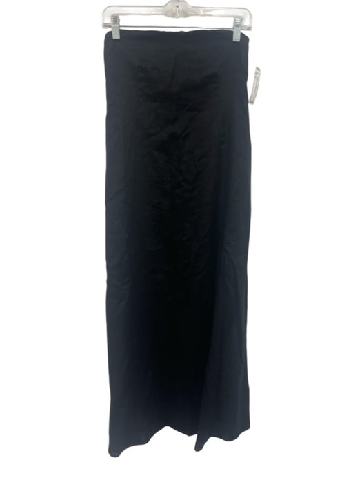 Dissh Size 4 Black Linen Strapless Smocked Back Flare Hem Midi Dress Black / 4