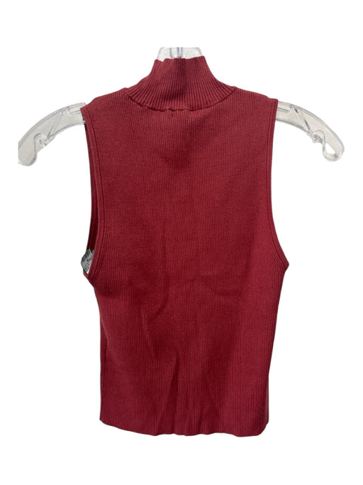 Madewell Size XS Red Viscose & Polyester Sleeveless Ribbed Mock Neck Top Red / XS