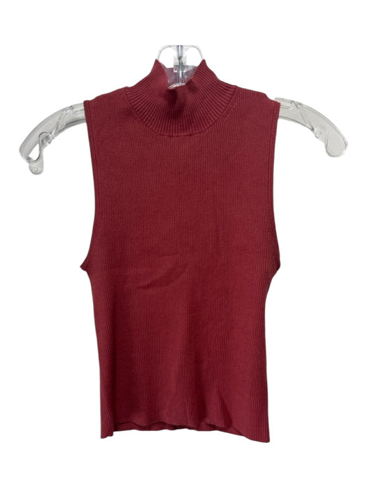 Madewell Size XS Red Viscose & Polyester Sleeveless Ribbed Mock Neck Top Red / XS