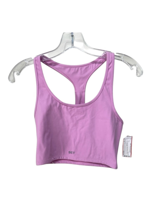 Set Active Size M Pink Nylon Blend Racer Back Scoop Neck Top Pink / M