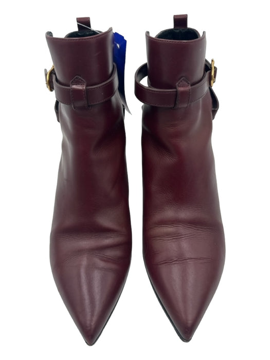 Celine Shoe Size 38.5 Burgundy Red Gold Hardware Pointed Toe Kitten Heel Booties Burgundy Red / 38.5