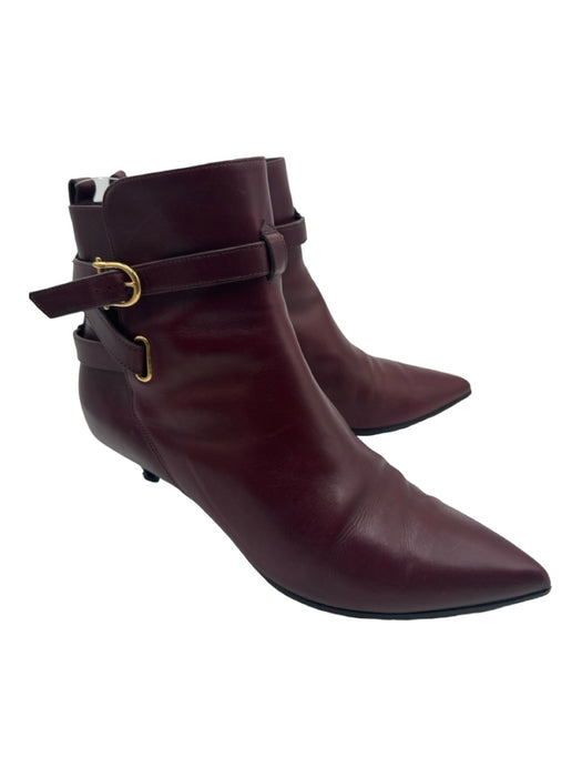 Celine Shoe Size 38.5 Burgundy Red Gold Hardware Pointed Toe Kitten Heel Booties Burgundy Red / 38.5