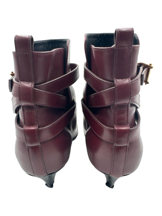 Celine Shoe Size 38.5 Burgundy Red Gold Hardware Pointed Toe Kitten Heel Booties Burgundy Red / 38.5