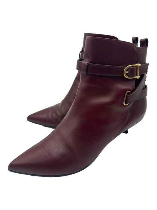 Celine Shoe Size 38.5 Burgundy Red Gold Hardware Pointed Toe Kitten Heel Booties Burgundy Red / 38.5