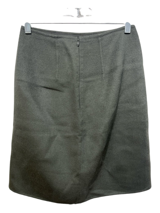 COS Size 34 Olive Green Wool Blend Panelling Zip Back A Line Above Knee Skirt Olive Green / 34