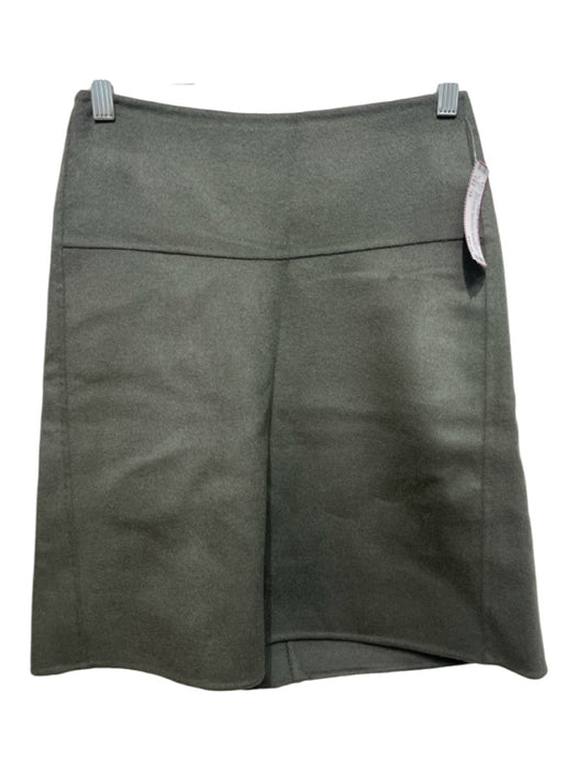 COS Size 34 Olive Green Wool Blend Panelling Zip Back A Line Above Knee Skirt Olive Green / 34