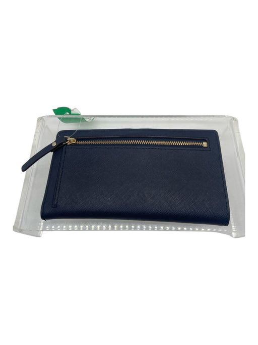 Kate Spade Navy Leather Snap Closure GHW Wallets Navy