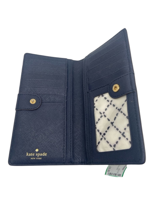 Kate Spade Navy Leather Snap Closure GHW Wallets Navy