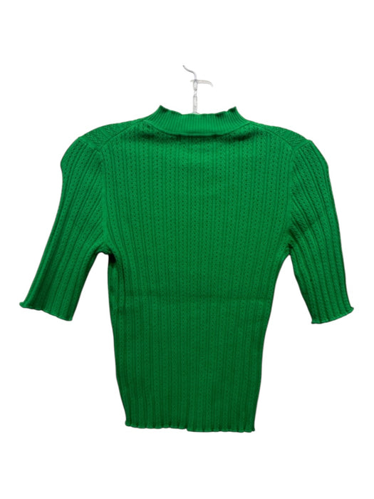 Boden Size S Green cotton & polyamide Mock Neck Ribbed Knit Half Sleeve Top Green / S