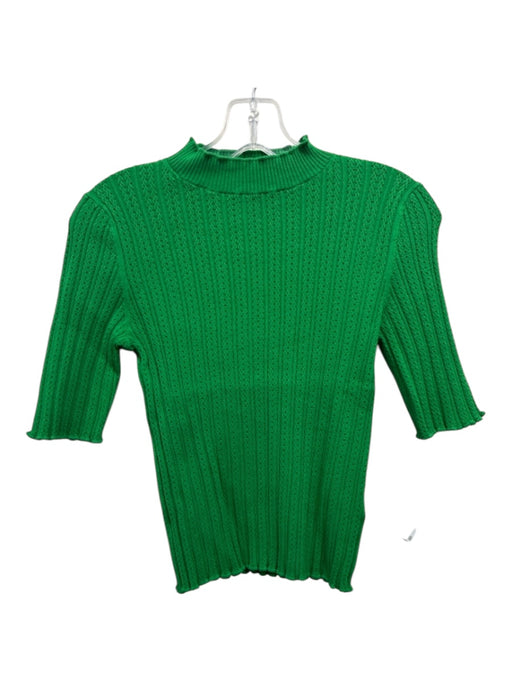 Boden Size S Green cotton & polyamide Mock Neck Ribbed Knit Half Sleeve Top Green / S