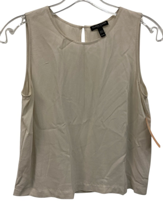 Eileen Fisher Size PS/XS Light Beige Silk Sleeveless Tank Elastic Waist Pant Set Light Beige / PS/XS