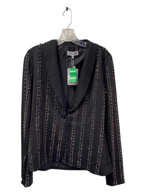 Albicocche Size 42 Black Polyester Blend Beaded & Bejeweled Long Sleeve Jacket Black / 42