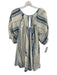 Free People Size XS Blue & Cream Cotton Stripe Tie Flowy Romper Blue & Cream / XS