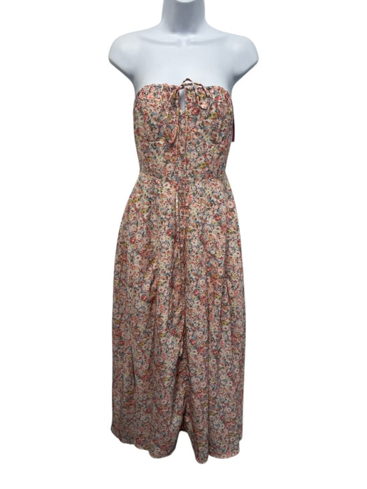 En Saison Size S Orange, Blue, Green Polyester Floral Halter Maxi Dress Orange, Blue, Green / S