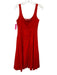 Caroline Constas Size 2 Red & White Linen Blend Paneled Whipstich Detail Dress Red & White / 2