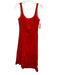 Caroline Constas Size 2 Red & White Linen Blend Paneled Whipstich Detail Dress Red & White / 2