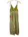 En Saison Size S Green & White Cotton Blend Stripe Surplice Top Maxi Dress Green & White / S