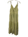 En Saison Size S Green & White Cotton Blend Stripe Surplice Top Maxi Dress Green & White / S