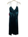 Max Studio Size S Teal Green Polyester Satin Empire Waist Ruffle Trim Maxi Dress Teal Green / S