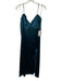 Max Studio Size S Teal Green Polyester Satin Empire Waist Ruffle Trim Maxi Dress Teal Green / S