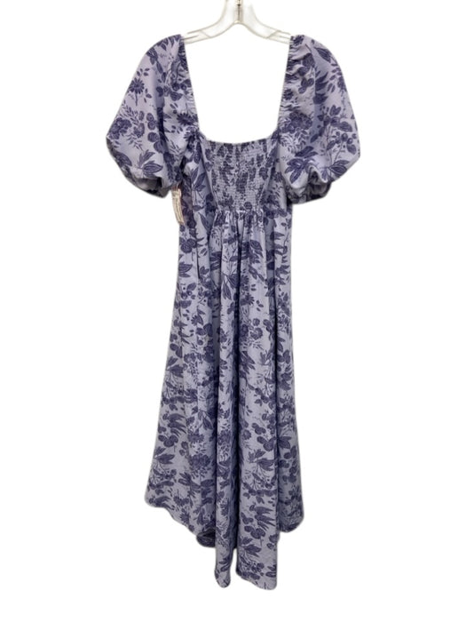 Hill House Size S Purple Polyester Textured Floral Puff Sleeve Maxi Dress Purple / S