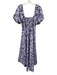 Hill House Size S Purple Polyester Textured Floral Puff Sleeve Maxi Dress Purple / S