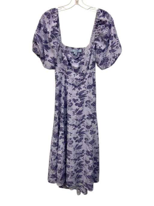 Hill House Size S Purple Polyester Textured Floral Puff Sleeve Maxi Dress Purple / S