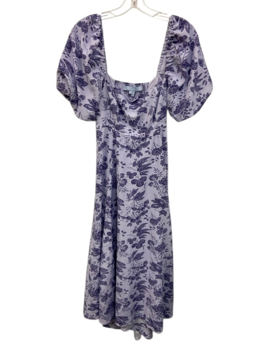 Hill House Size S Purple Polyester Textured Floral Puff Sleeve Maxi Dress Purple / S
